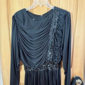 Vintage Black Long Sleeve Sequin Jumpsuit